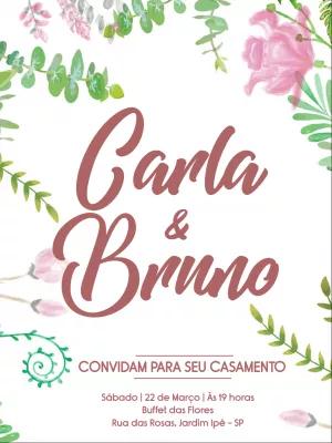 Convite de Casamento Floral Aquarela para Editar Online