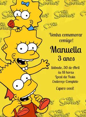 Convite de Aniversário Os Simpsons com Personagens para Editar