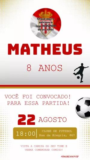 Convite Aniversário Futebol do seu Time para Editar Online