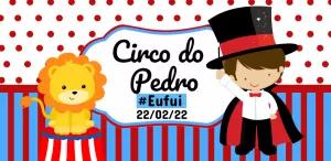 Adesivo Aniversário Circo com Personagens para Editar Online
