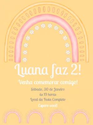 Convite Aniversário Arco Íris Boho para Editar Online