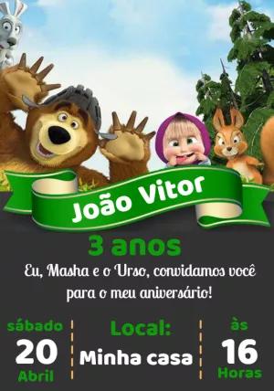 Convite de Aniversário Masha e o Urso para Editar Online