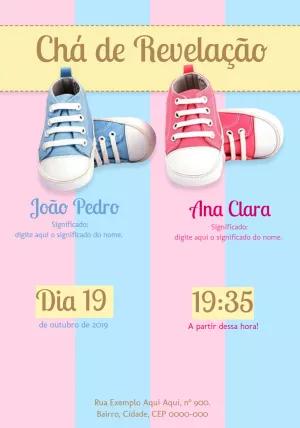 Convite Chá de Revelação Sapatinhos para Editar Online