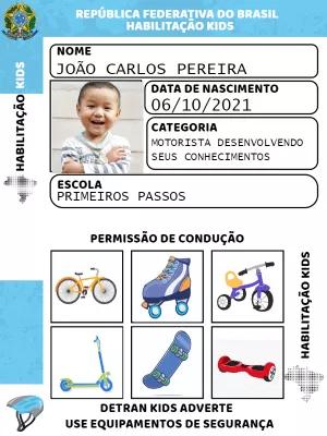Carteira de Habilitação Infantil com Foto para Editar Online
