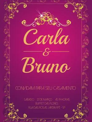 Convite de Casamento Arabescos Dourados para Editar Online