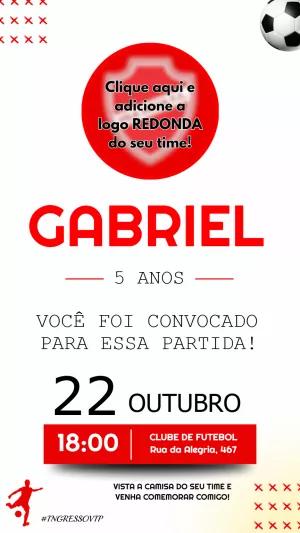 Convite Aniversário Futebol com Logo do Time para Editar Online