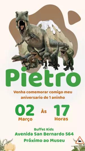 Convite de Aniversário Dinossauros T-Rex Editável Online