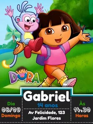 Convite de Aniversário Dora Aventureira para Editar Online