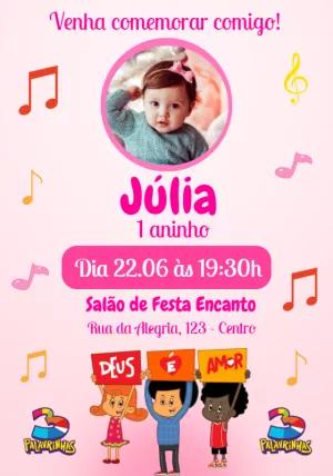 Convite Aniversário 3 Palavrinhas com Foto para Editar Online