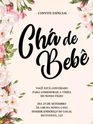Convite Chá de Bebê Floral Delicado para Editar Online