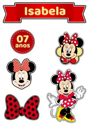 Topo de Bolo Aniversário Minnie para Editar e Imprimir