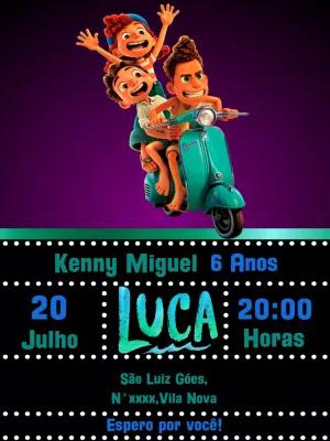 Convite de Aniversário Luca com Personagens para Editar Online
