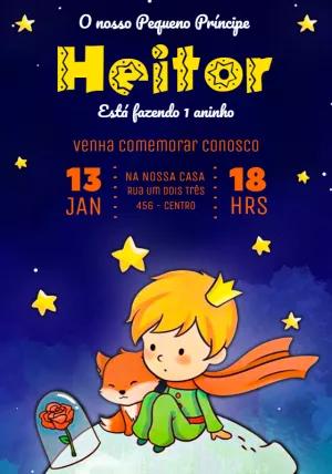 Convite Aniversário O Pequeno Príncipe Editável Online