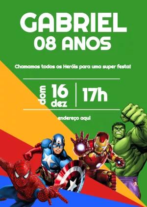 Convite de Aniversário Vingadores para Editar Online