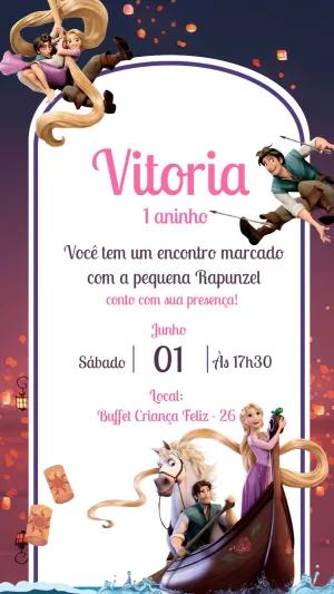 Convite de Aniversário Rapunzel Enrolados para Editar Online