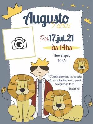 Convite Aniversário Daniel na Cova dos Leões com Foto para Editar