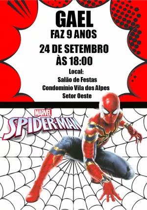 Convite de Aniversário Homem Aranha para Editar Online