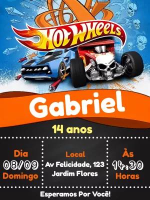 Convite de Aniversário Hot Wheels para Editar Online