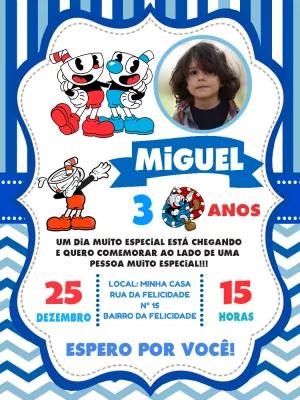 Convite Aniversário Cuphead com Foto para Editar Online