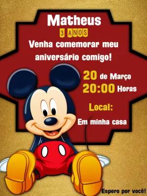Convite de Aniversário Mickey Mouse Editável Online