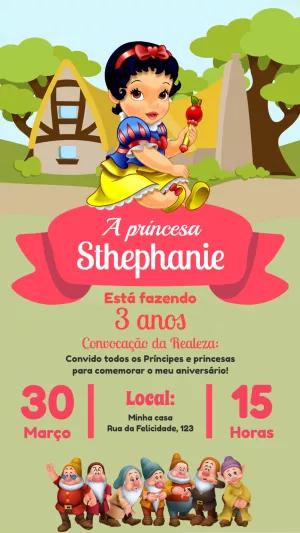 Convite Aniversário Branca de Neve Baby para Editar Online