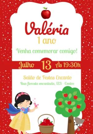 Convite de Aniversário Branca de Neve para Editar Online