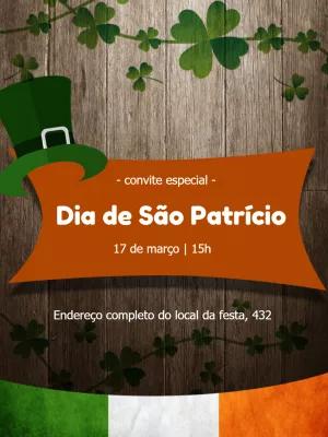 Convite Dia de São Patrício com Trevos para Editar Online
