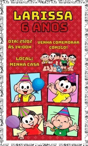Convite de Aniversário Turma da Mônica para Editar Online