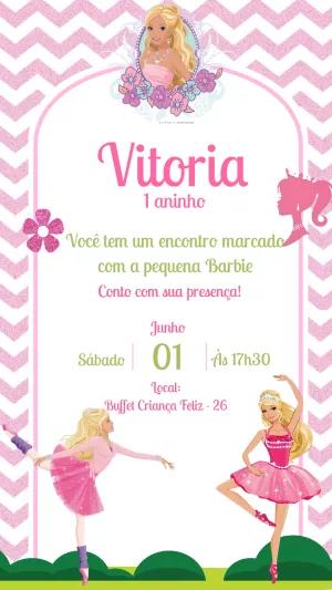 Convite Aniversário Barbie Bailarina para Editar Online