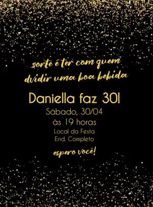 Convite de Aniversário Dourado com Glitter para Editar Online