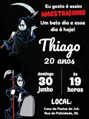 Convite Aniversário Dona Morte Meme Amostradinho para Editar