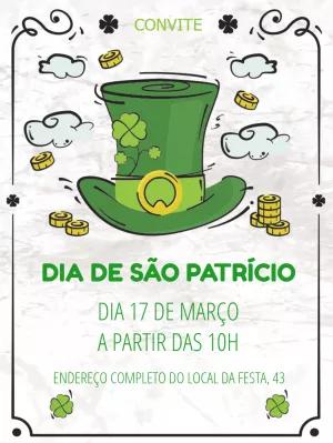 Convite Dia de São Patrício com Trevos para Editar Online