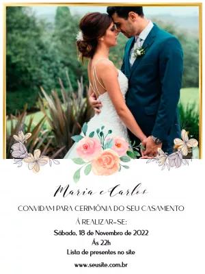 Convite de Casamento com Foto Floral para Editar Online