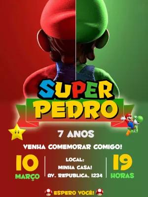 Convite de Aniversário Super Mario Bros para Editar Online