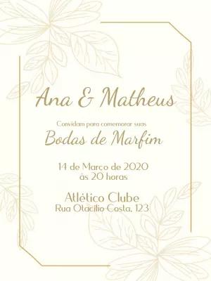 Convite Bodas de Marfim Floral Elegante para Editar Online