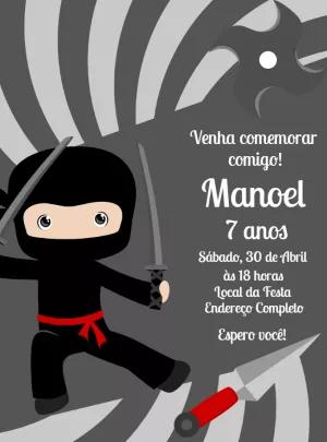 Convite de Aniversário Ninja com Guerreiro para Editar Online