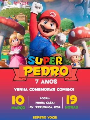 Convite de Aniversário Super Mario Bros para Editar Online