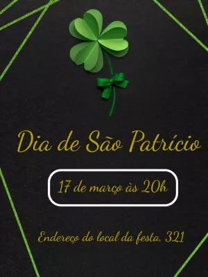 Convite Dia de São Patrício com Trevo da Sorte para Editar Online