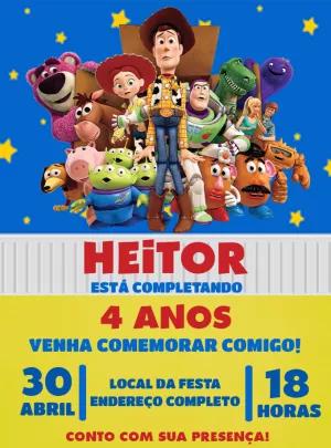 Convite Aniversário Toy Story com Personagens para Editar Online