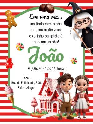Convite Aniversário João e Maria para Editar Online