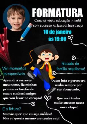 Convite Formatura Infantil com Foto para Editar Online