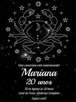 Convite Aniversário Signo de Câncer Editável Online