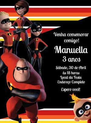 Convite de Aniversário Os Incríveis para Editar Online Facilmente