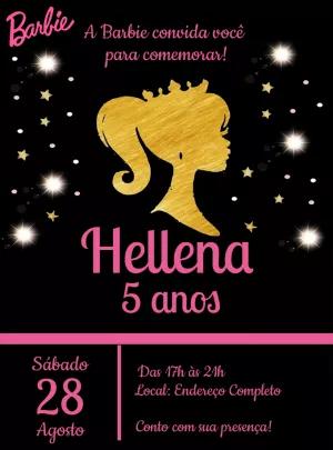 Convite de Aniversário Barbie Silhueta para Editar Online