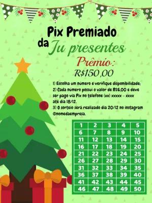 Rifa Pix Premiado de Natal com Cartela para Editar Online