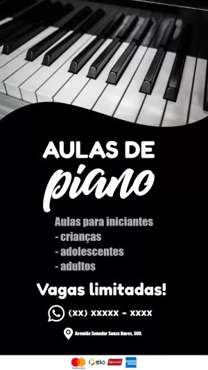 Flyer de Aulas de Piano Editável Online para Divulgar