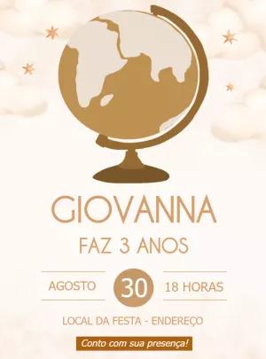 Convite Aniversário Volta ao Mundo para Editar Online