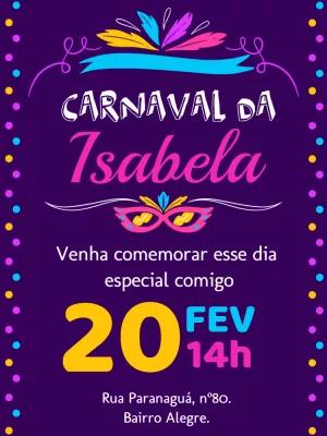 Convite Aniversário Carnaval Colorido para Editar Online