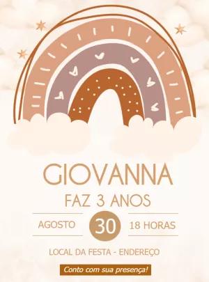 Convite de Aniversário Arco Íris Boho para Editar Online