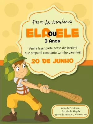 Convite de Aniversário Chaves para Editar e Imprimir Online